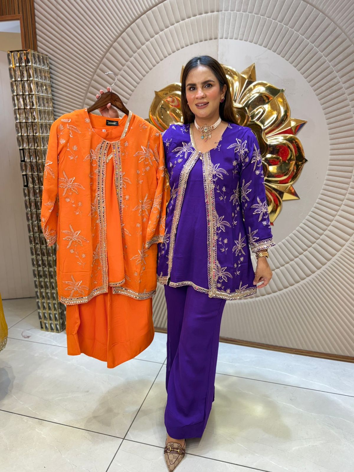 Beautiful Designer Suit With Mirror Work PC1946