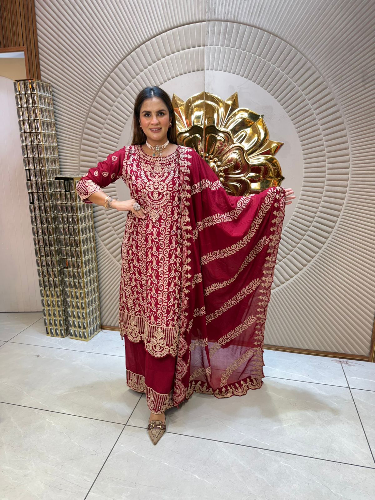 Stunning Suit With Embroidery Work PC1954