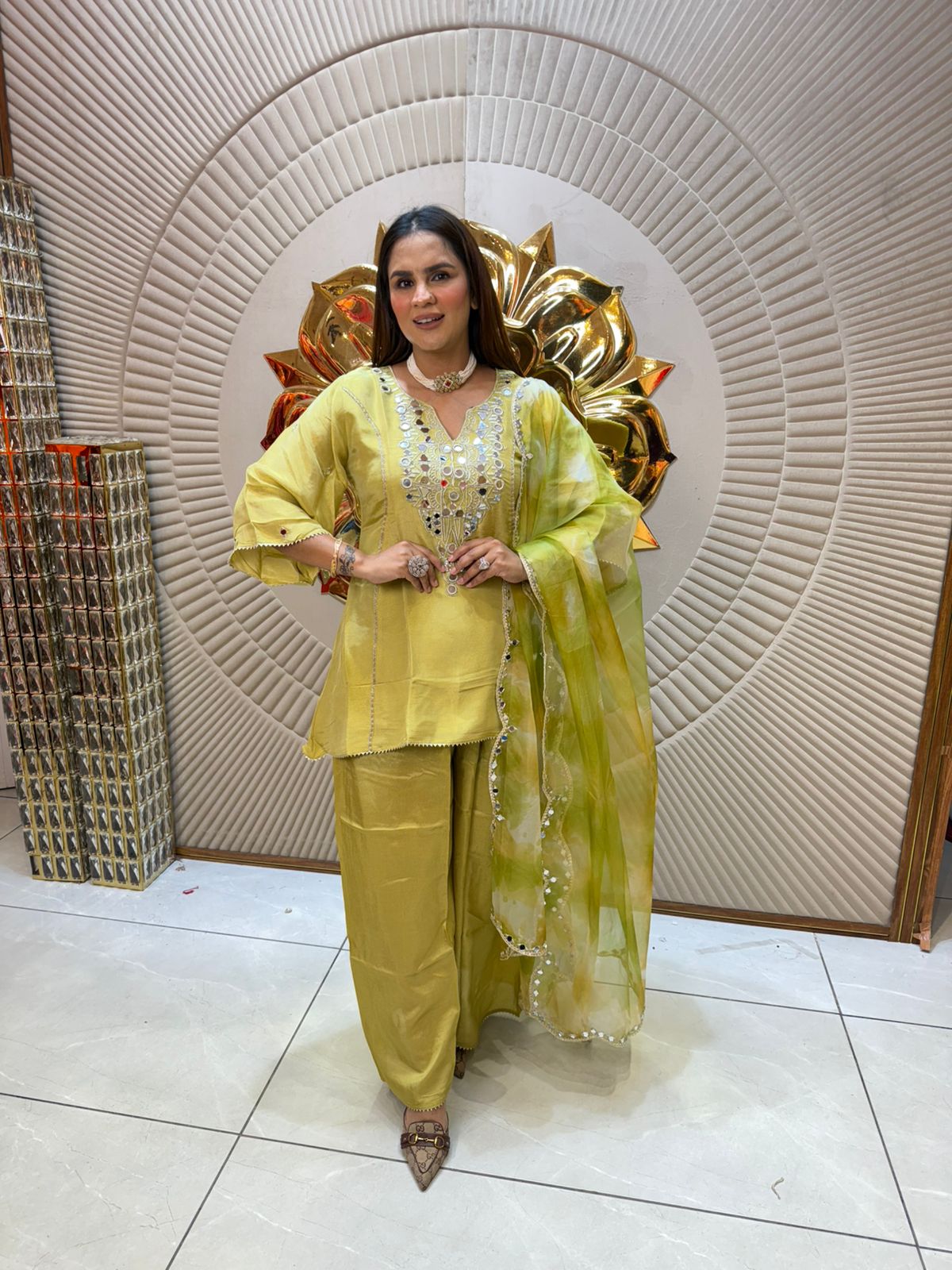 Designer Short Shirt Suit With Fully Mirror Work PC1962