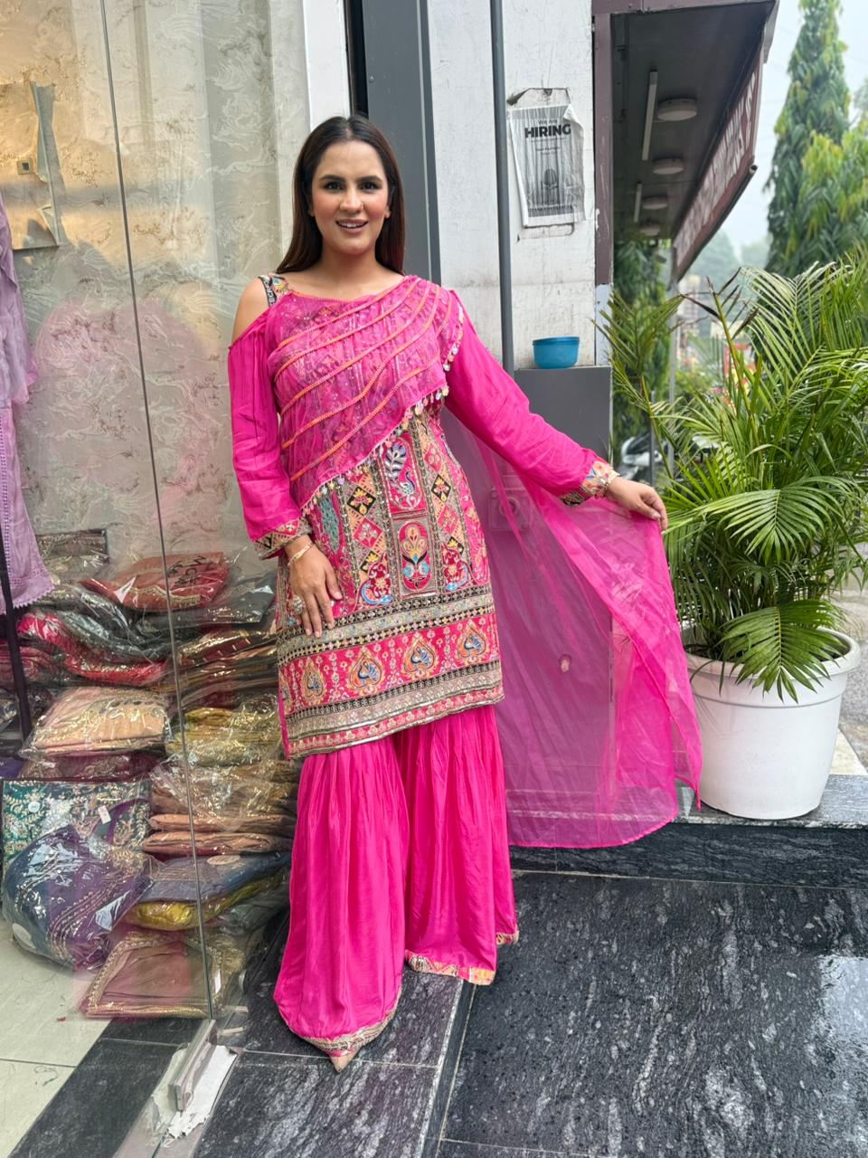 Beautiful Crape shirt with attached Dupatta PC1973