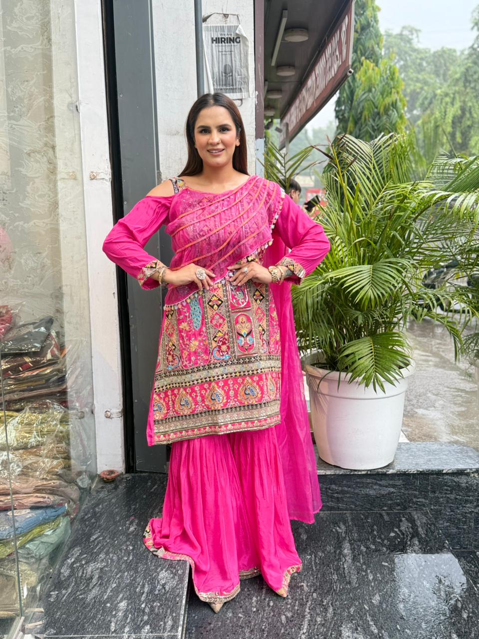 Beautiful Crape shirt with attached Dupatta PC1973