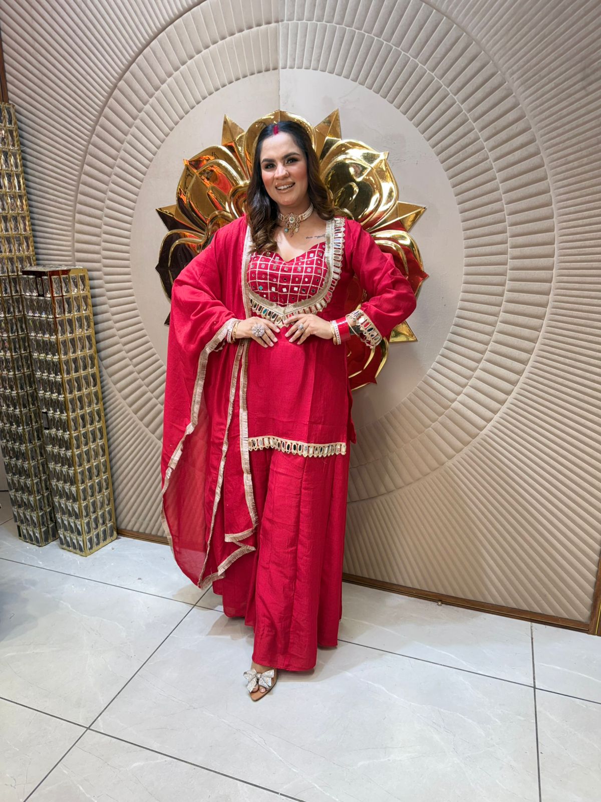 Stunning Suit With Mirror Work PC1975