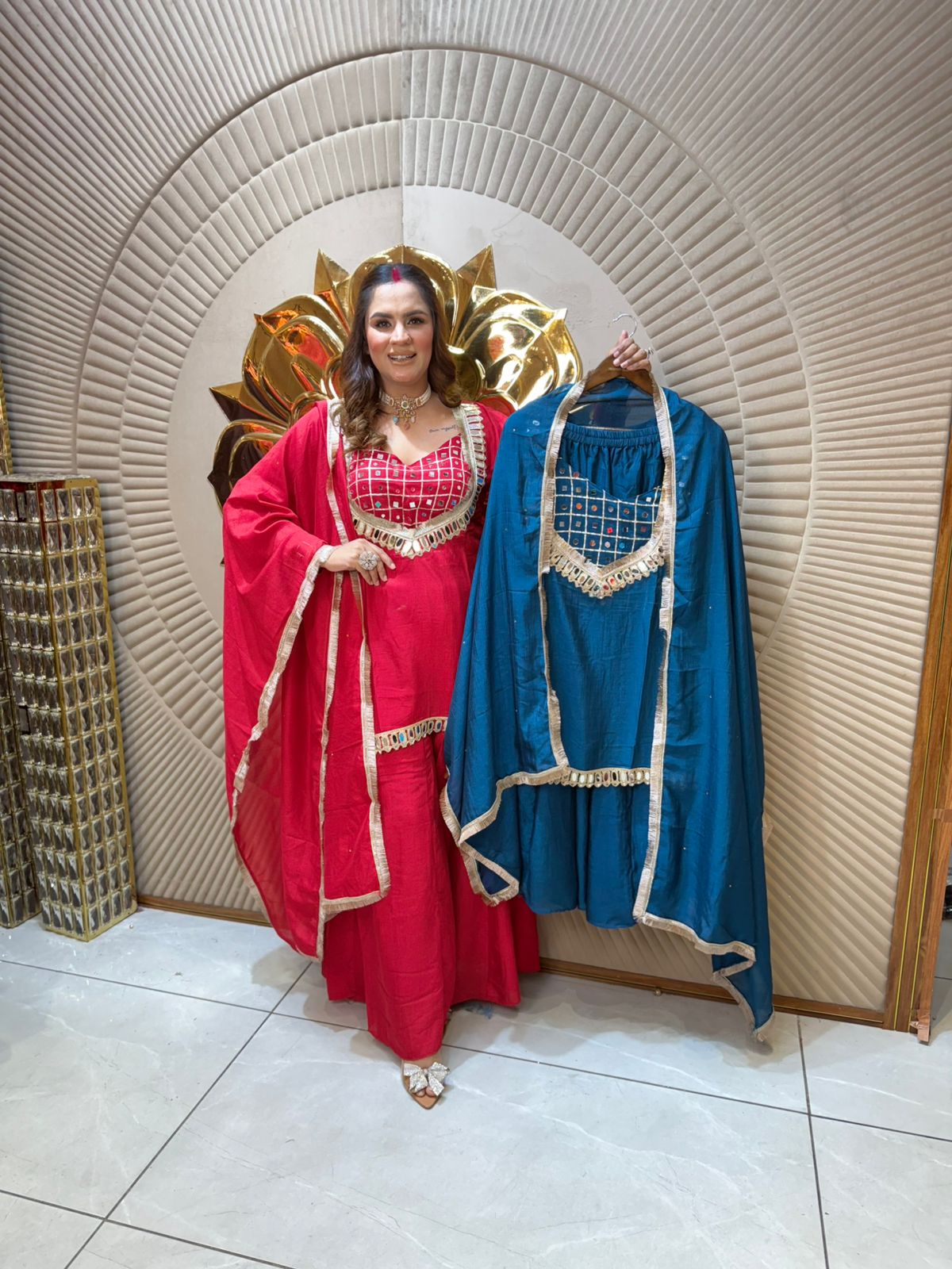 Stunning Suit With Mirror Work PC1975