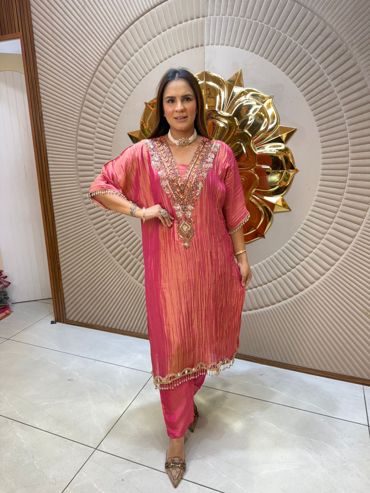 Beautiful Designer Co-Ord Suit With Heavy Neck Work PC1992
