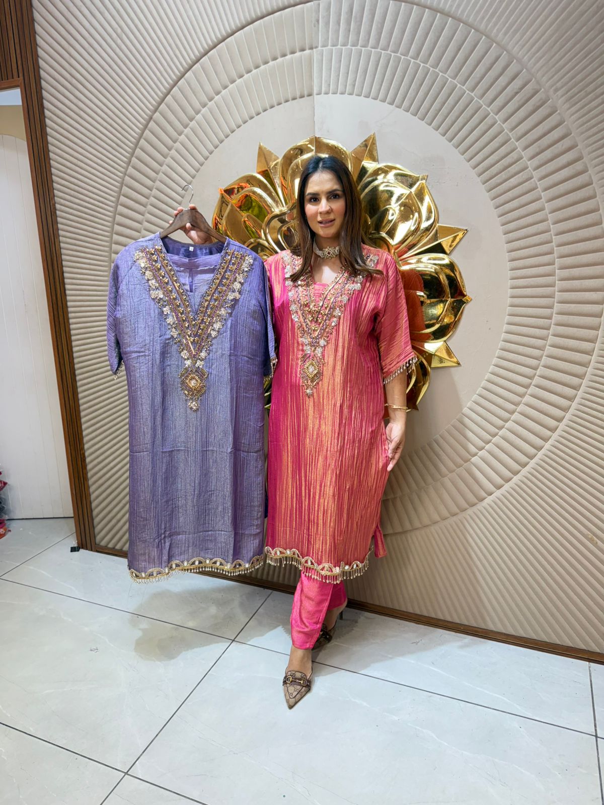 Beautiful Designer Co-Ord Suit With Heavy Neck Work PC1992