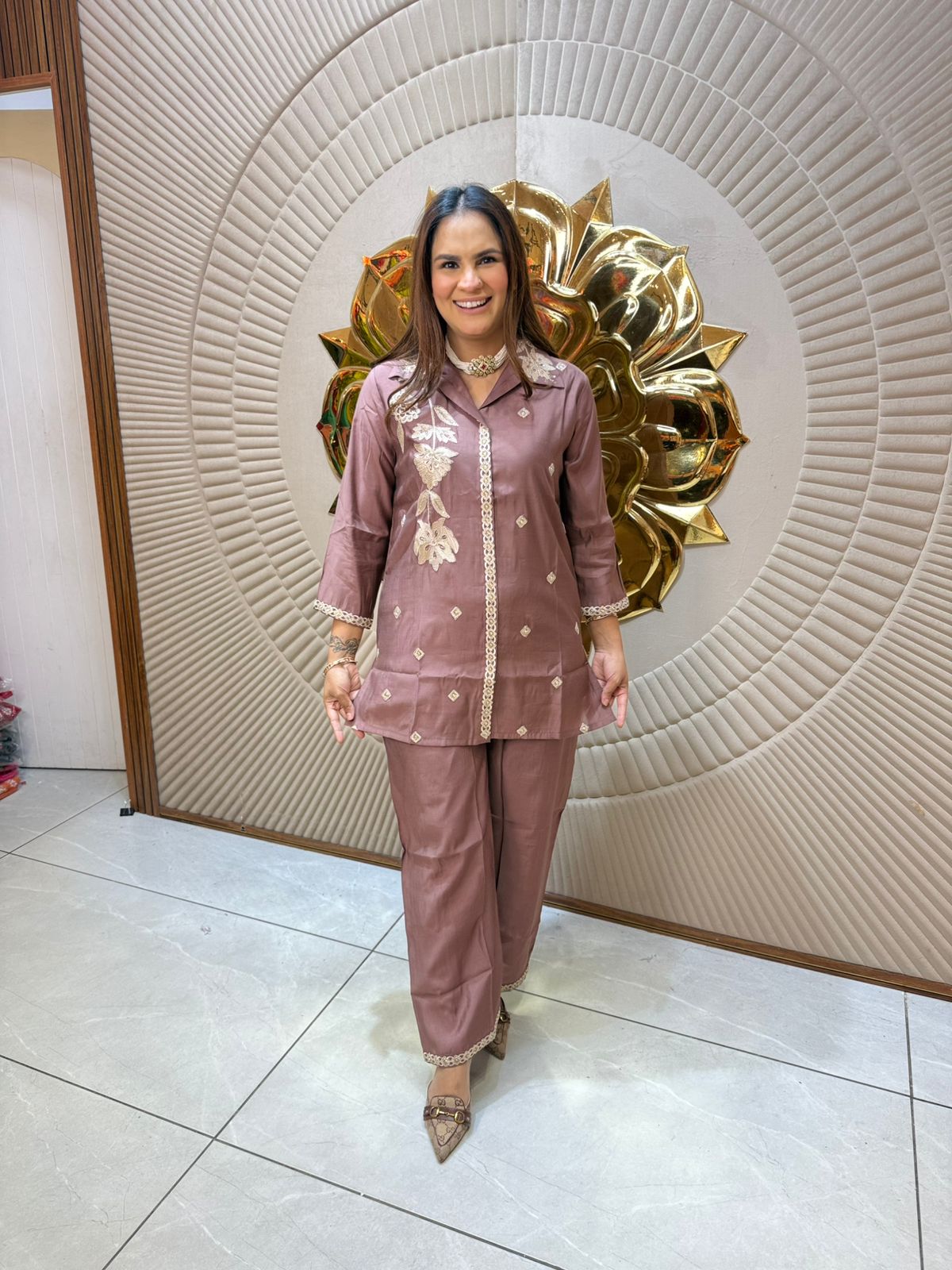 Beautiful Co-Ord Set With Embroidery Work PC1993