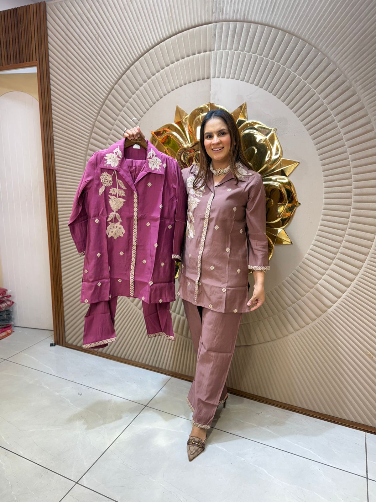 Beautiful Co-Ord Set With Embroidery Work PC1993