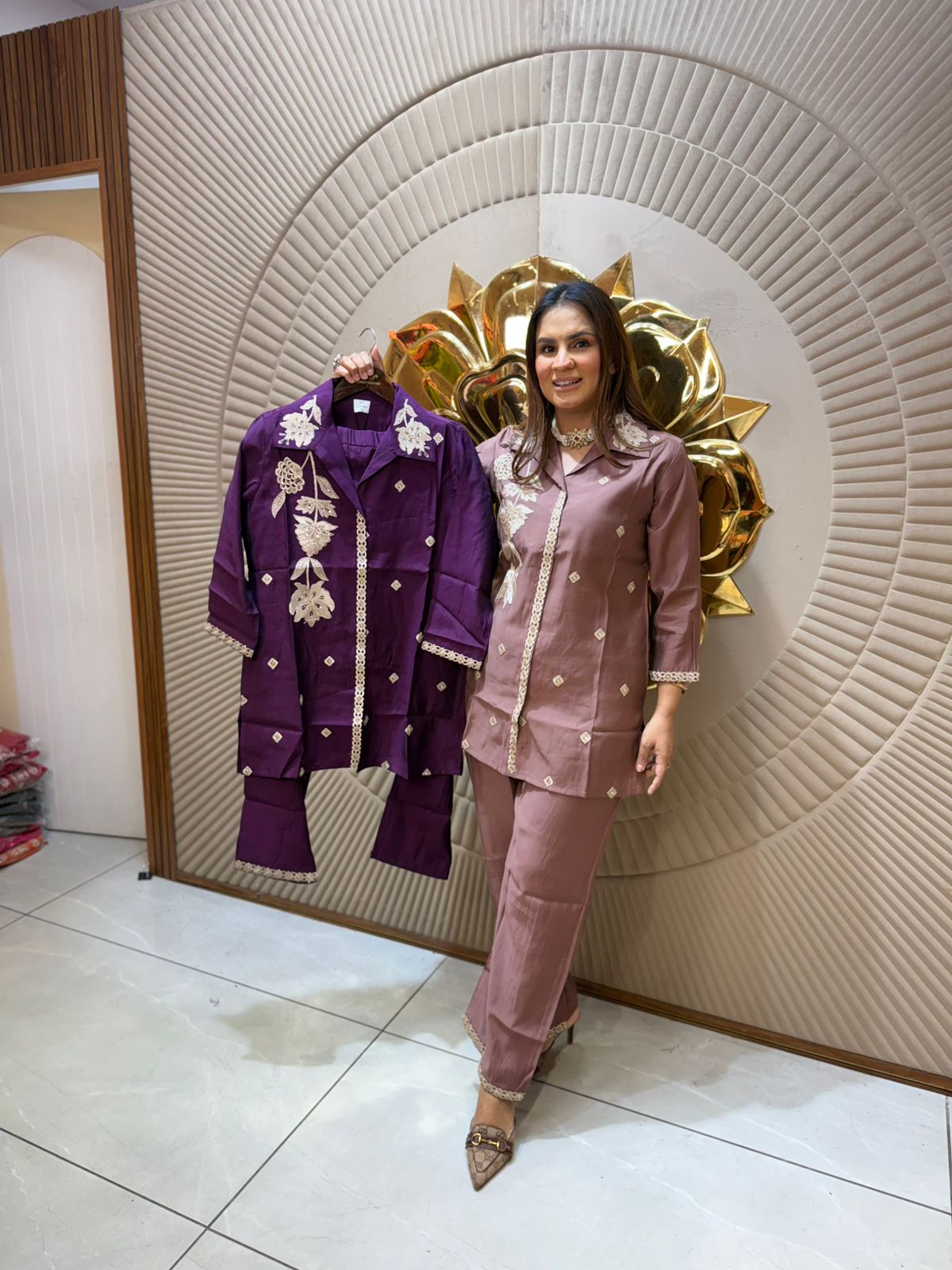 Beautiful Co-Ord Set With Embroidery Work PC1993