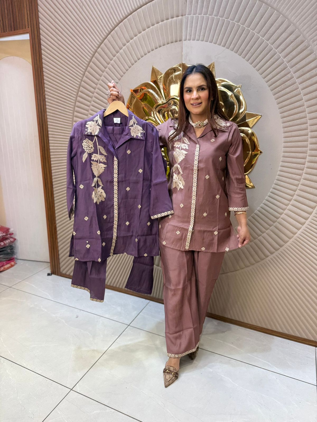 Beautiful Co-Ord Set With Embroidery Work PC1993