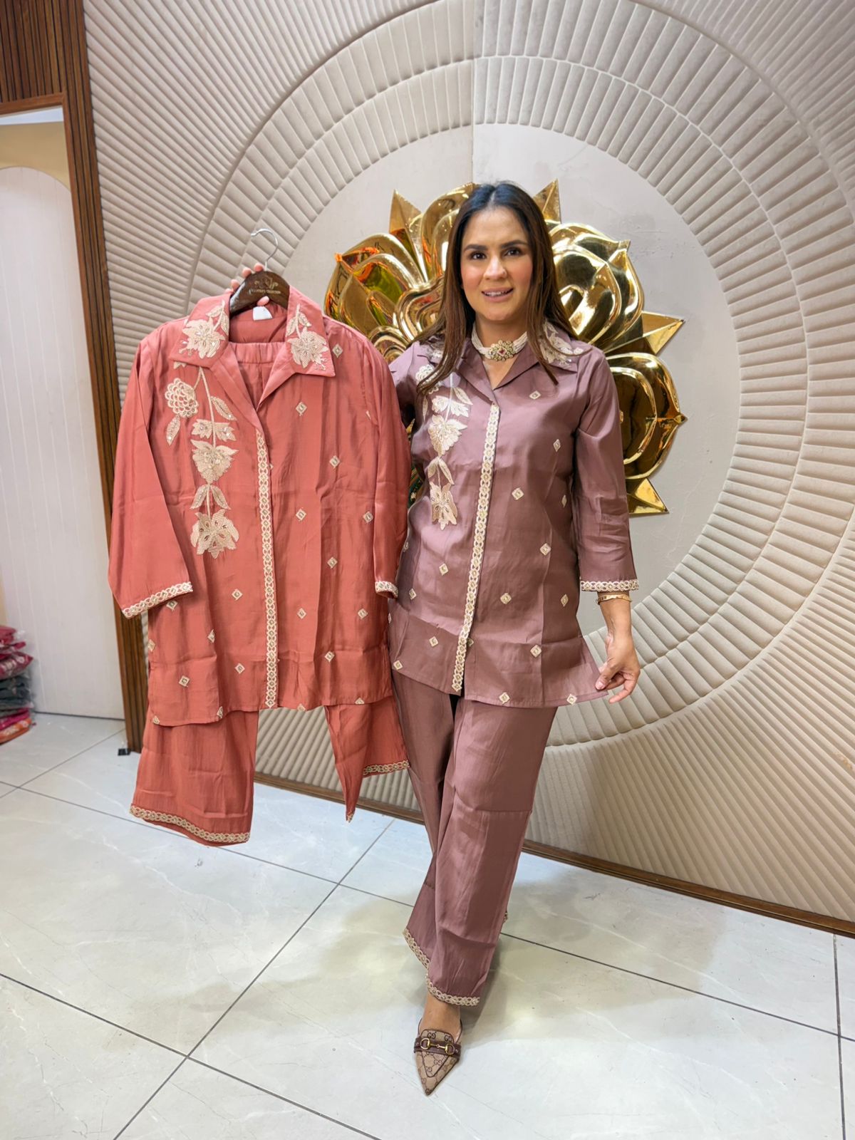 Beautiful Co-Ord Set With Embroidery Work PC1993
