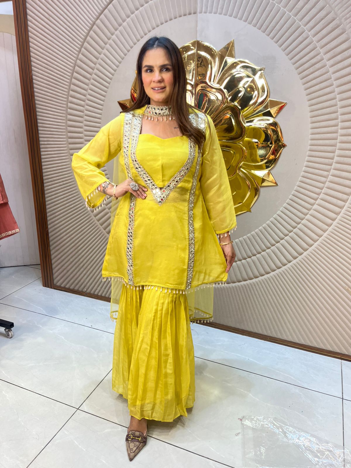 Beautiful Sharara Suit With Mirror Work PC2006