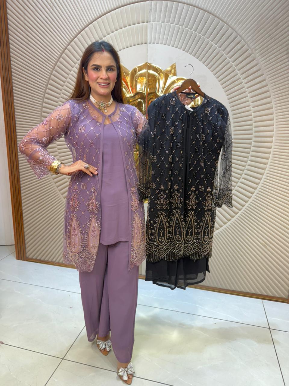 3 Piece Set - Georgget Shirt and Bottom PC2009