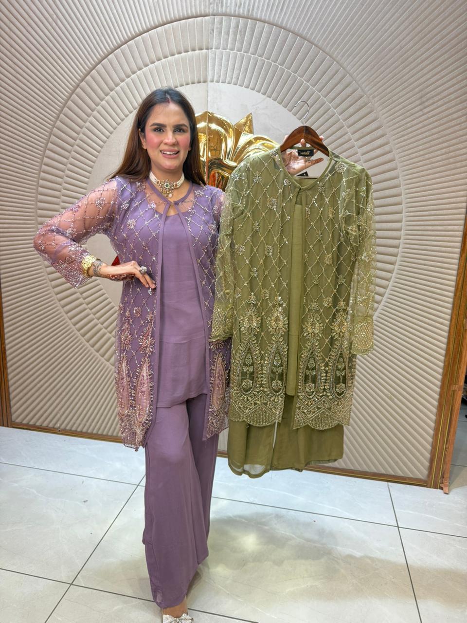 3 Piece Set - Georgget Shirt and Bottom PC2009