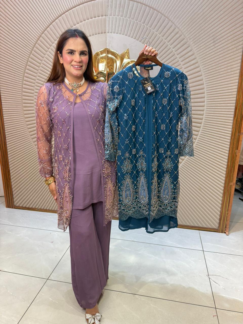 3 Piece Set - Georgget Shirt and Bottom PC2009