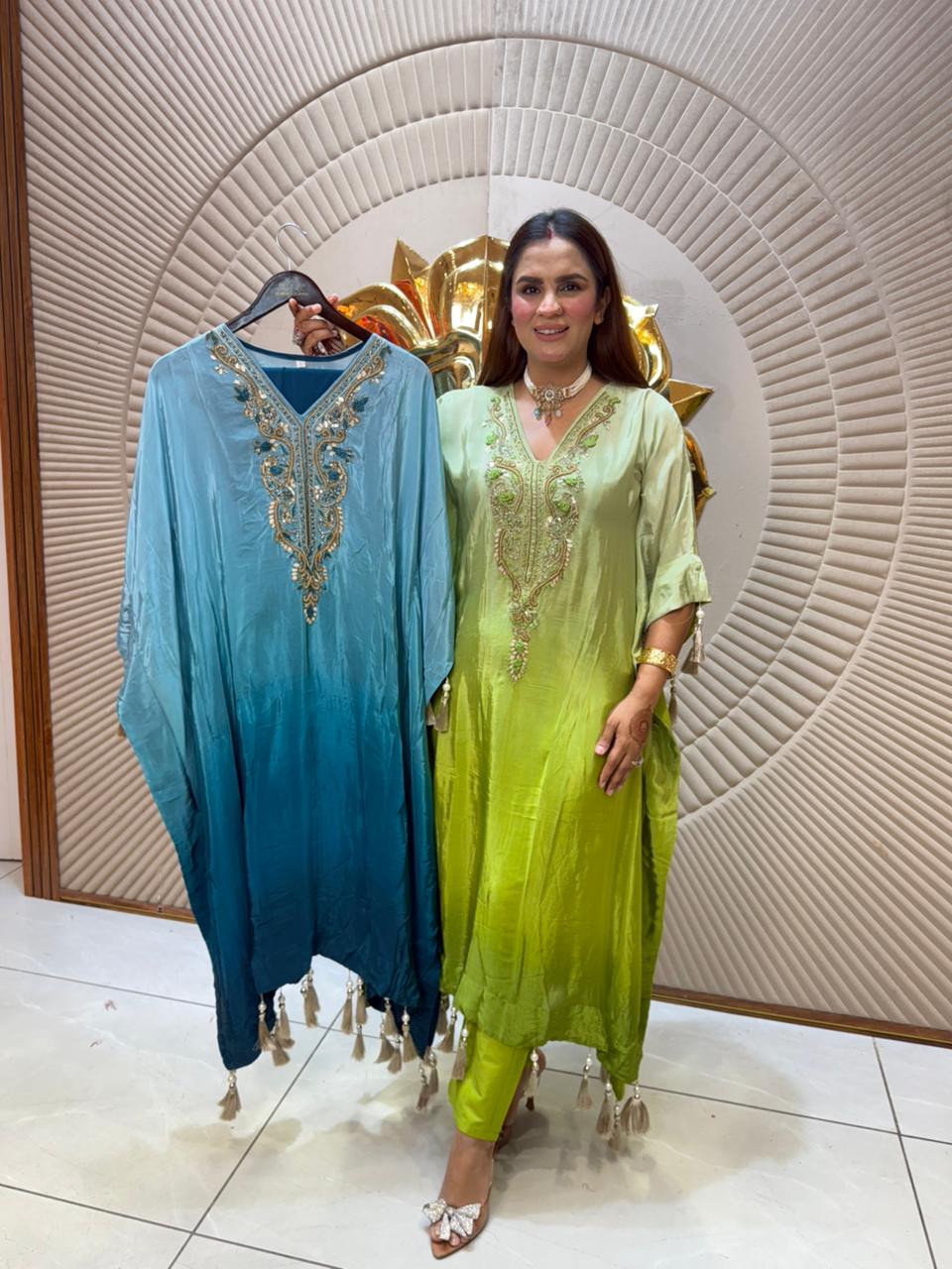 Full Hand Work Crape Kaftan PC2010