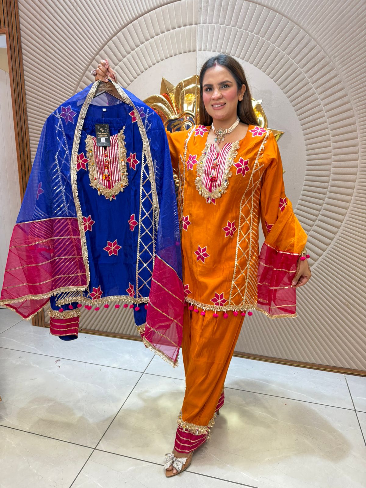 Beautiful Full Work Cotton Silk Fabric Suit PC2011
