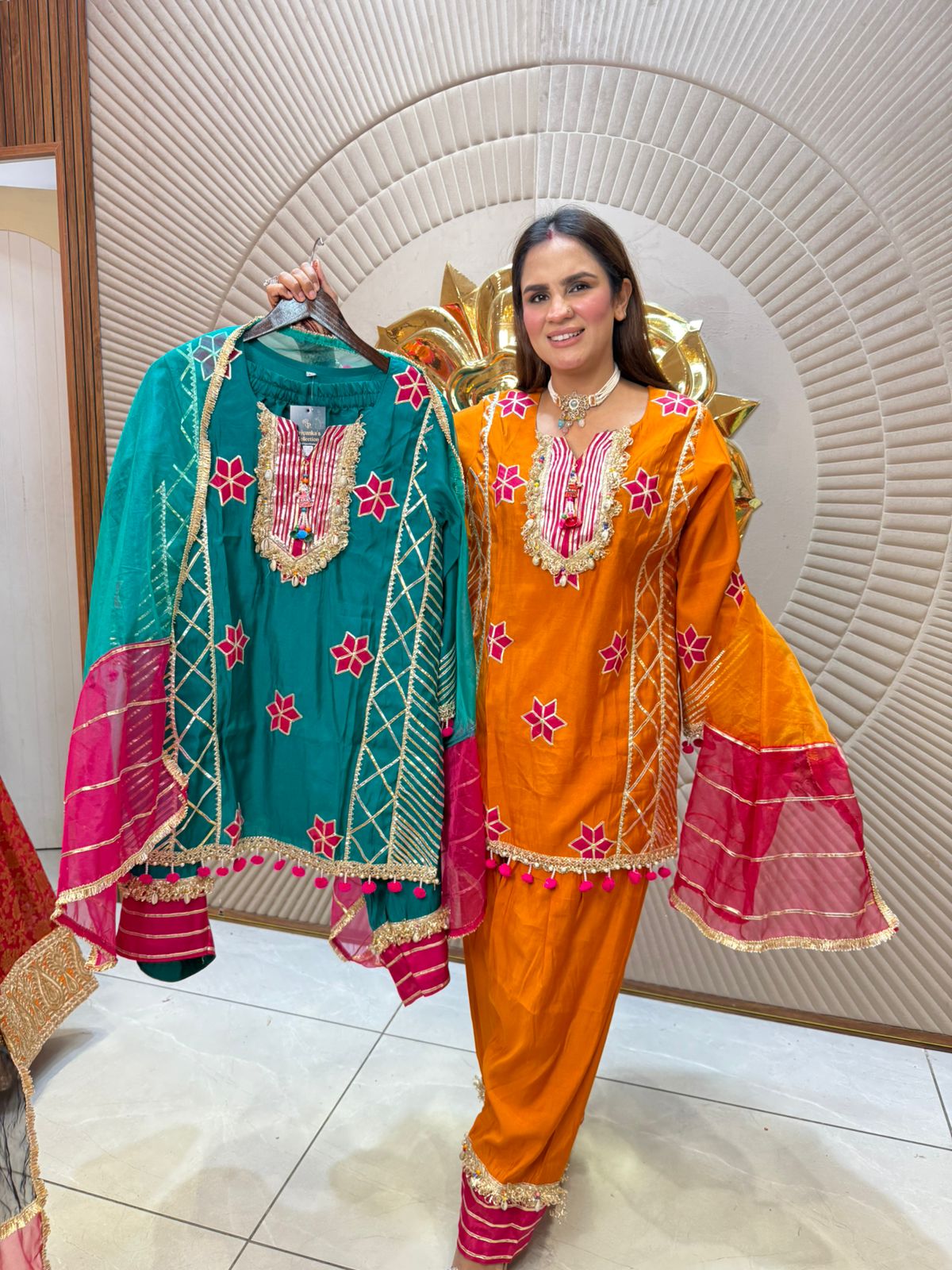 Beautiful Full Work Cotton Silk Fabric Suit PC2011