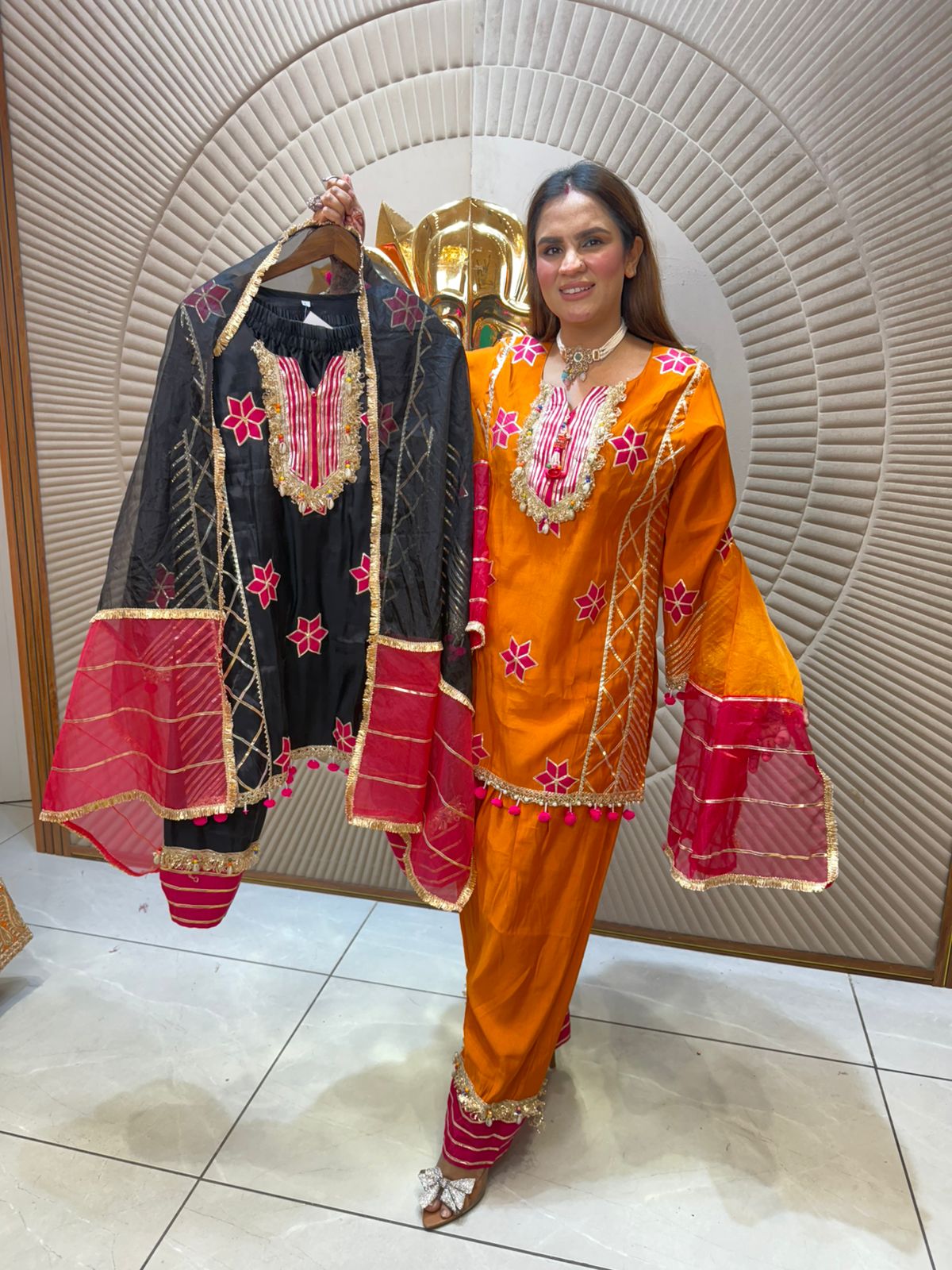 Beautiful Full Work Cotton Silk Fabric Suit PC2011