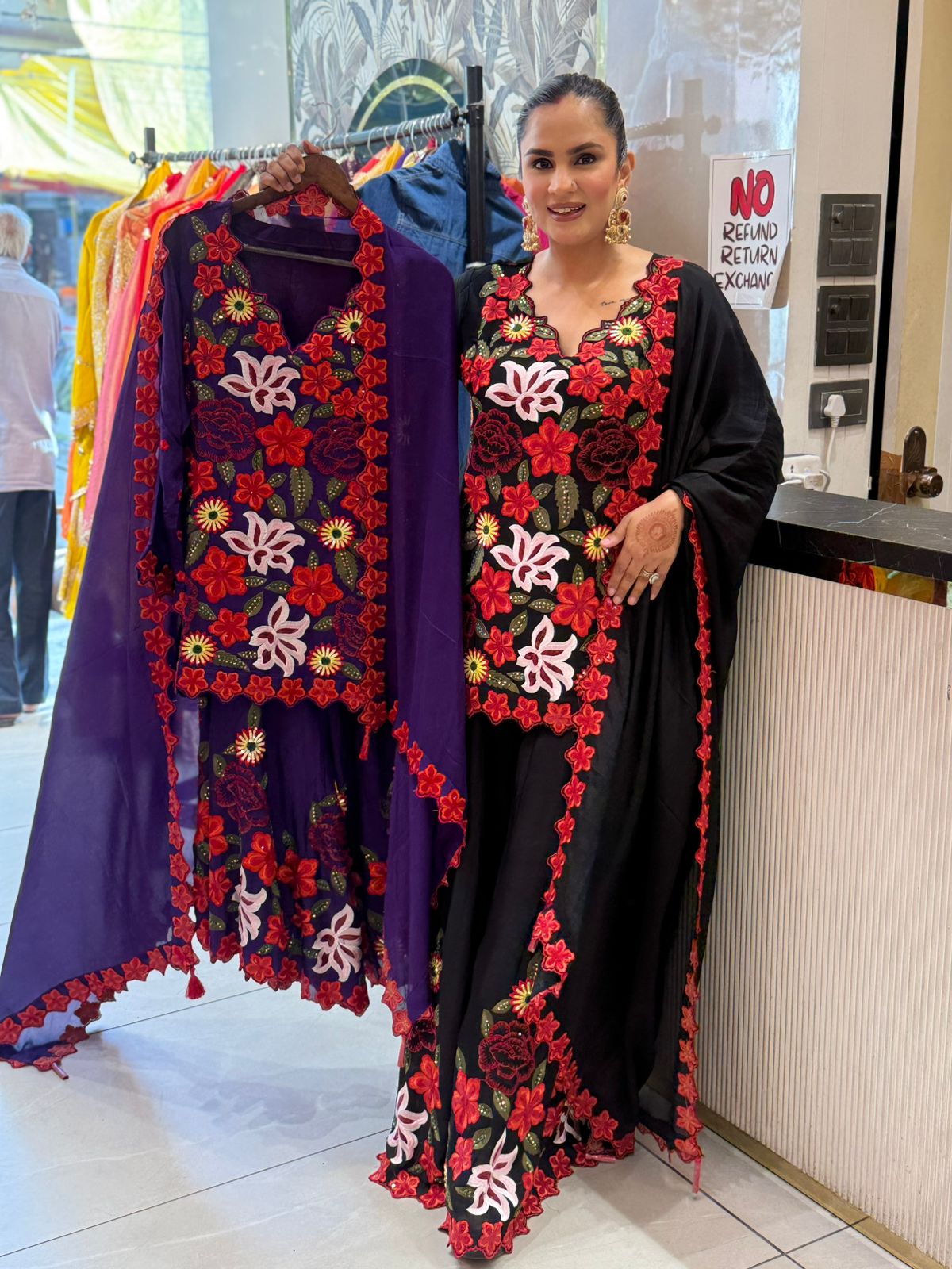 Stunning Floral Embroidery Work Suit PC2017