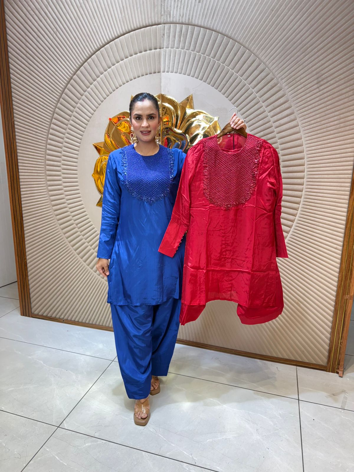 Stunning Co-Ord Set With Heavy Neck Work PC2019