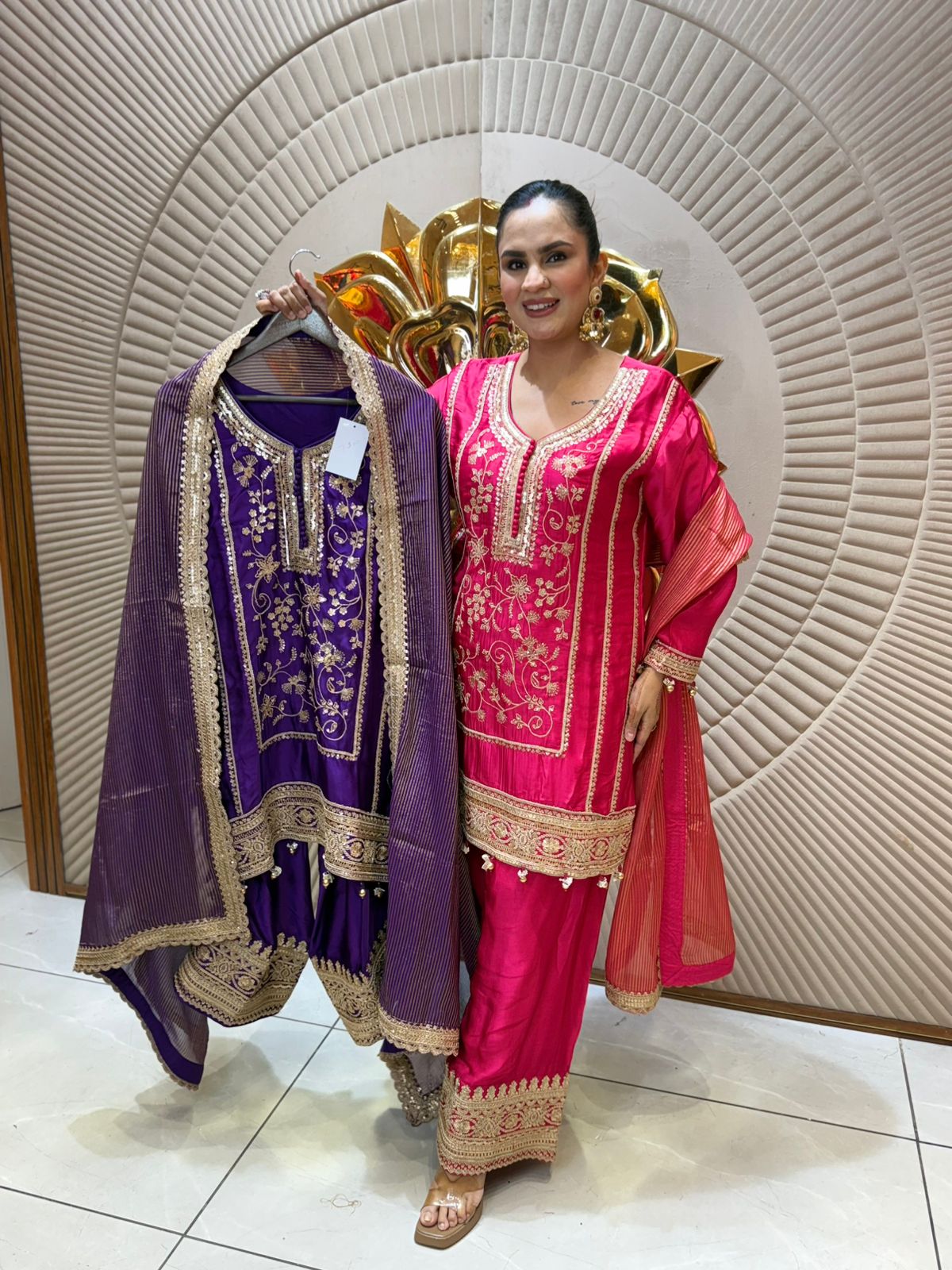 Stunning Suit With Heavy Neck Work PC2022