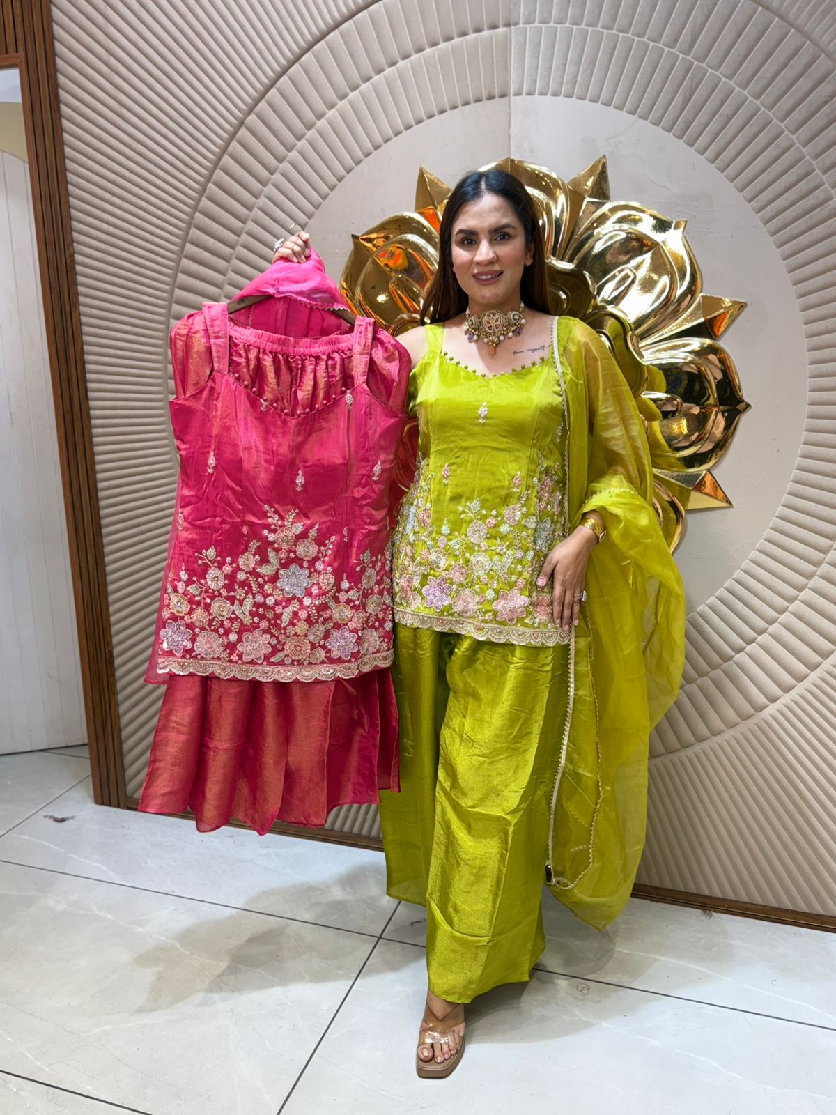 Pretty Suit With Flower Embroidery Work PC2046