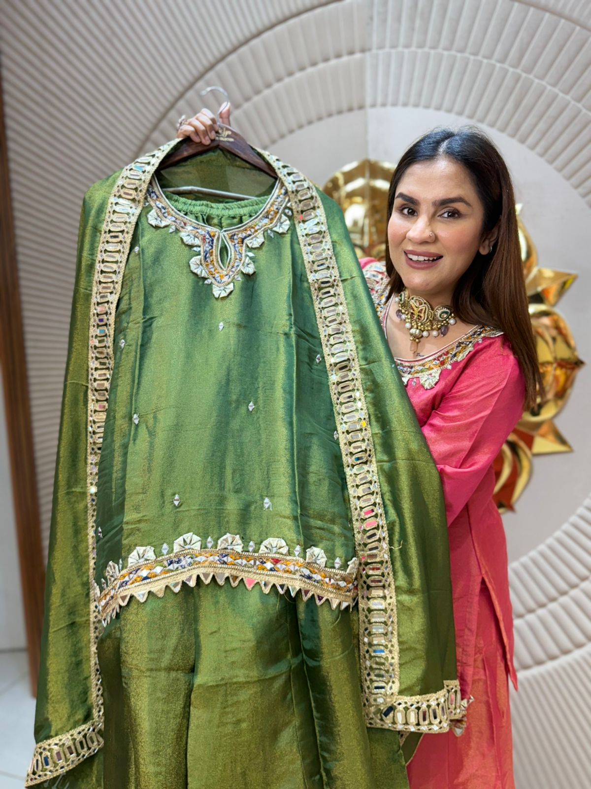 Beautiful Partywear Suit With Heavy Neckline PC2048