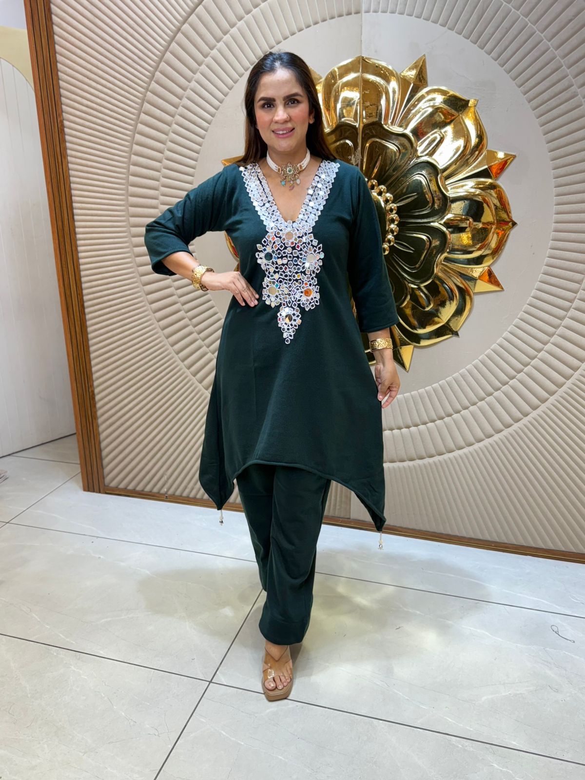 Stunning Co-Ord Set With Mirror Work PC2078