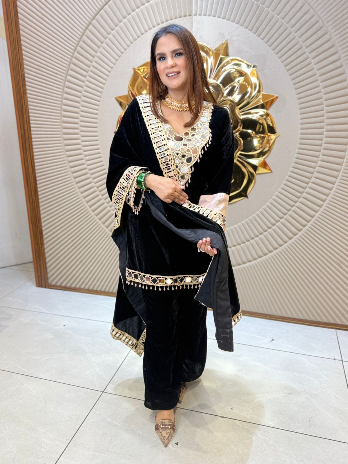 Beautiful Velvet Suit With Lace Work PC2117