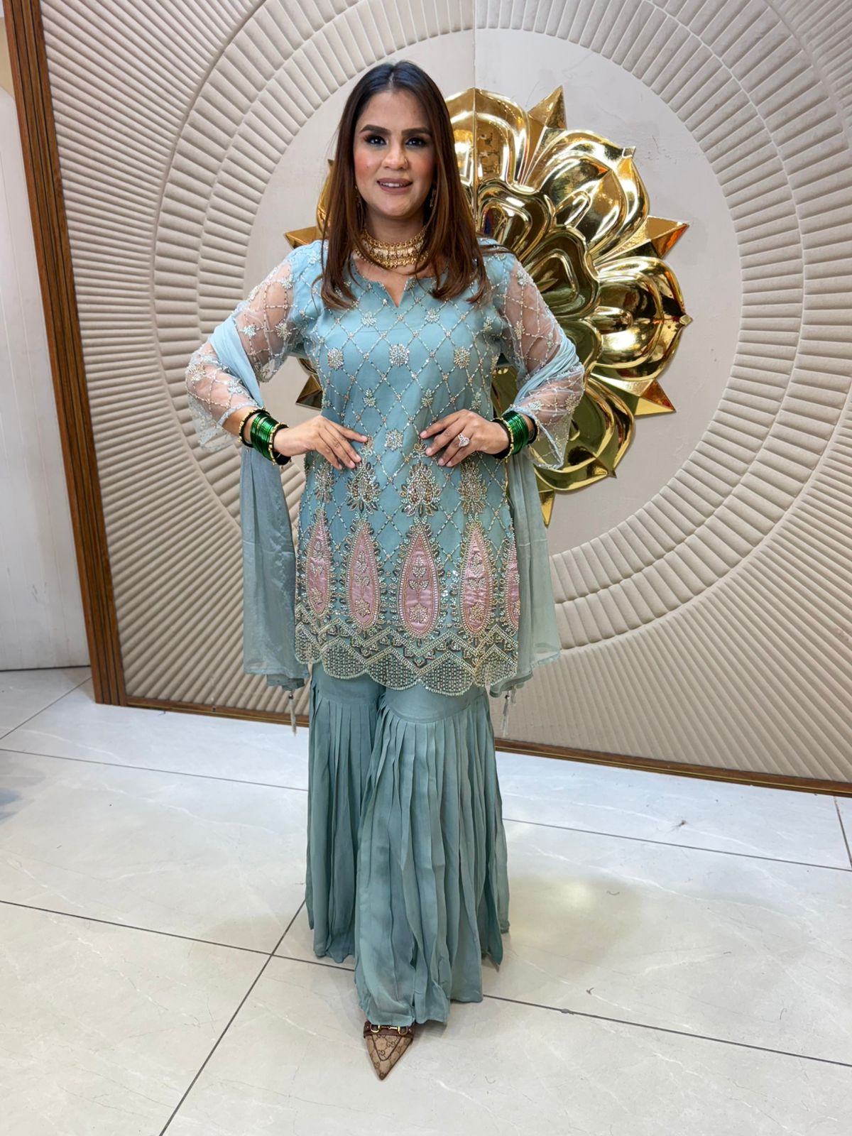 Beautiful Suit With Net Work PC2118