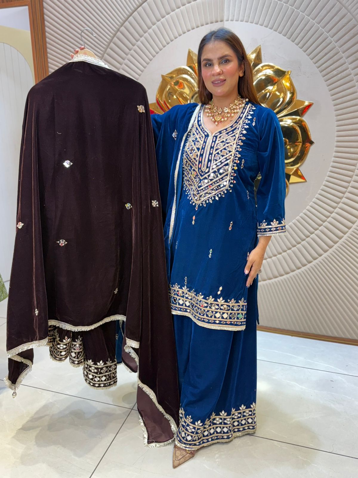 Beautiful Palazzo Suit With Velvet Dupatta PC2176