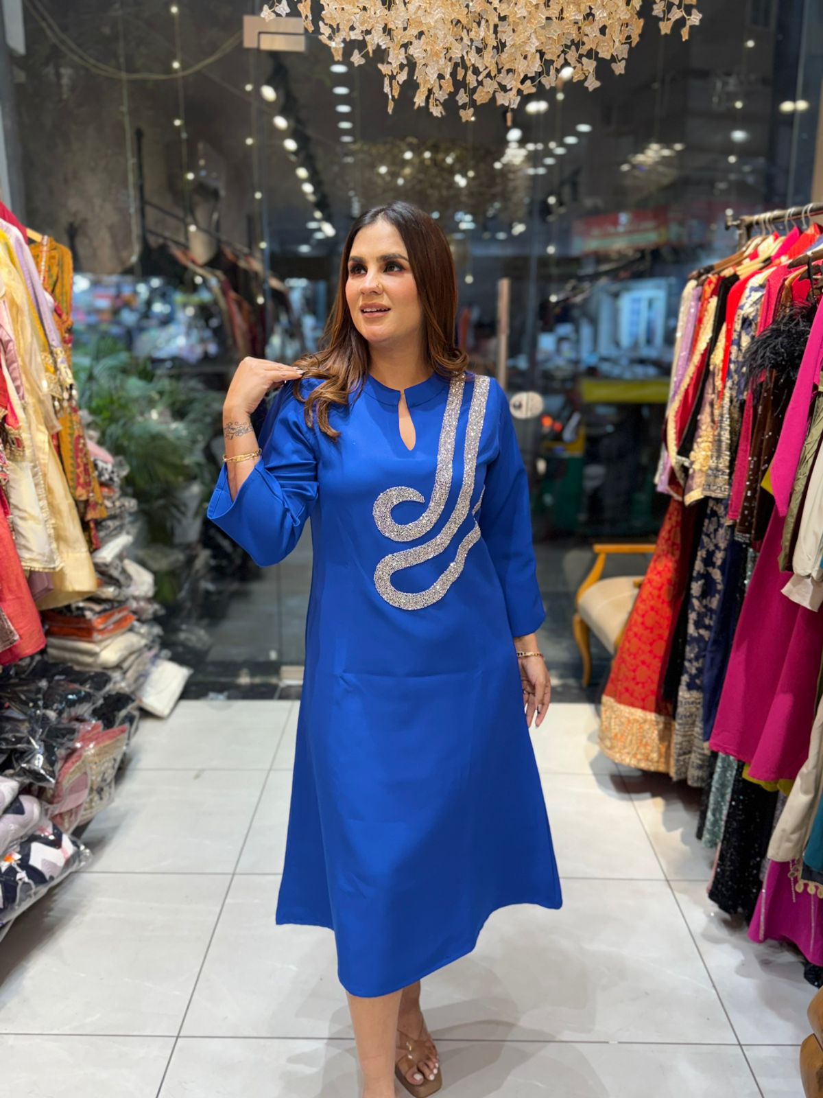 Dress in Banana Crape with Embroidery PC2203