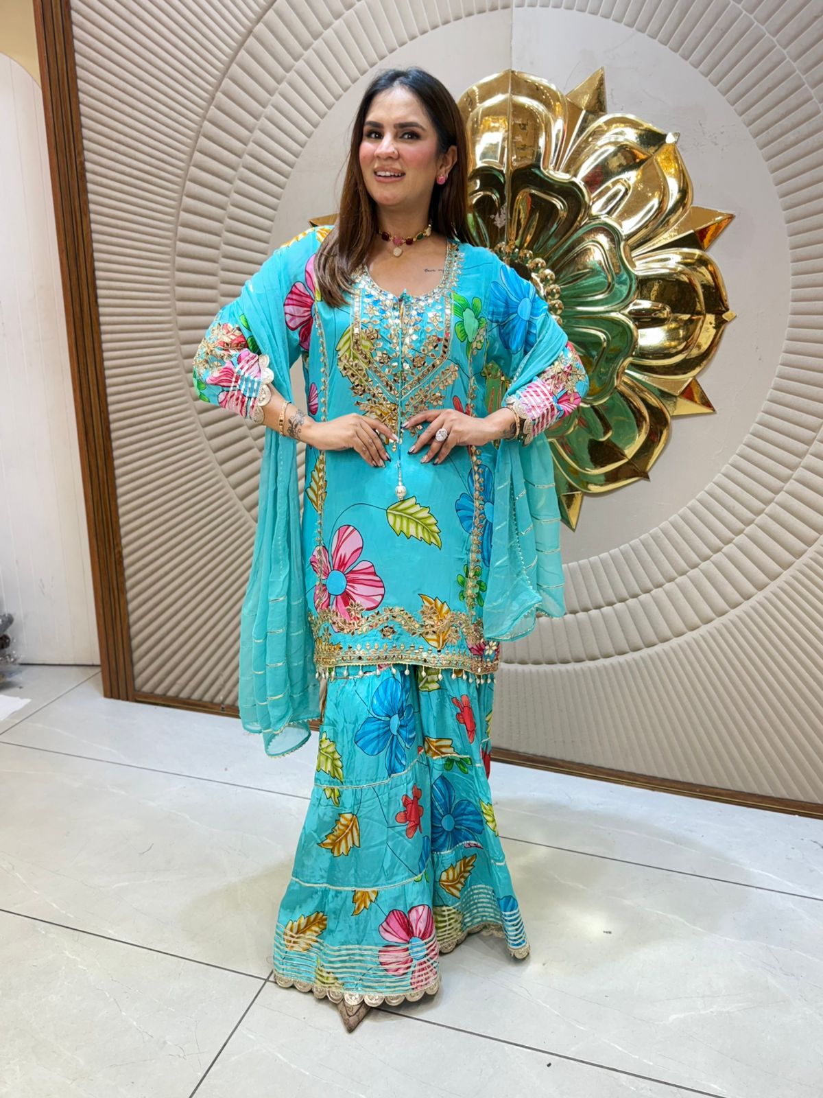 Beautiful Flower Print Suit PC2213
