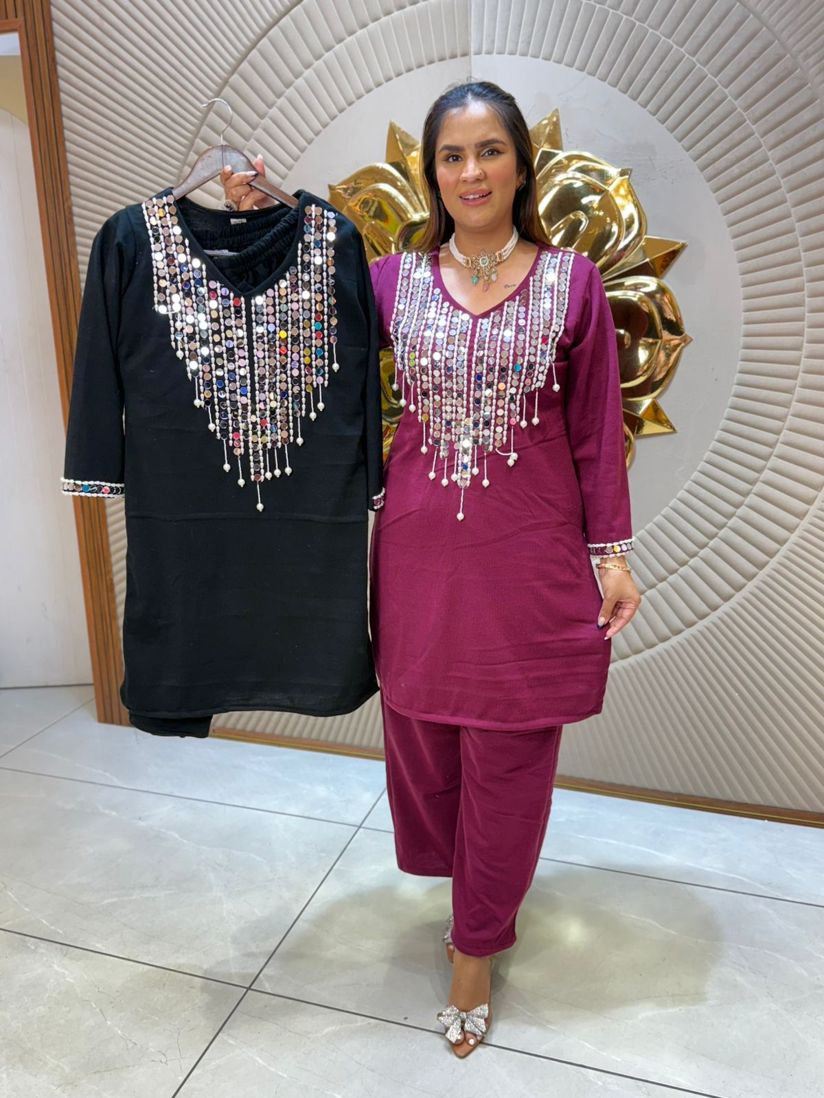 Beautiful Suit With Front Mirror Work PC2222