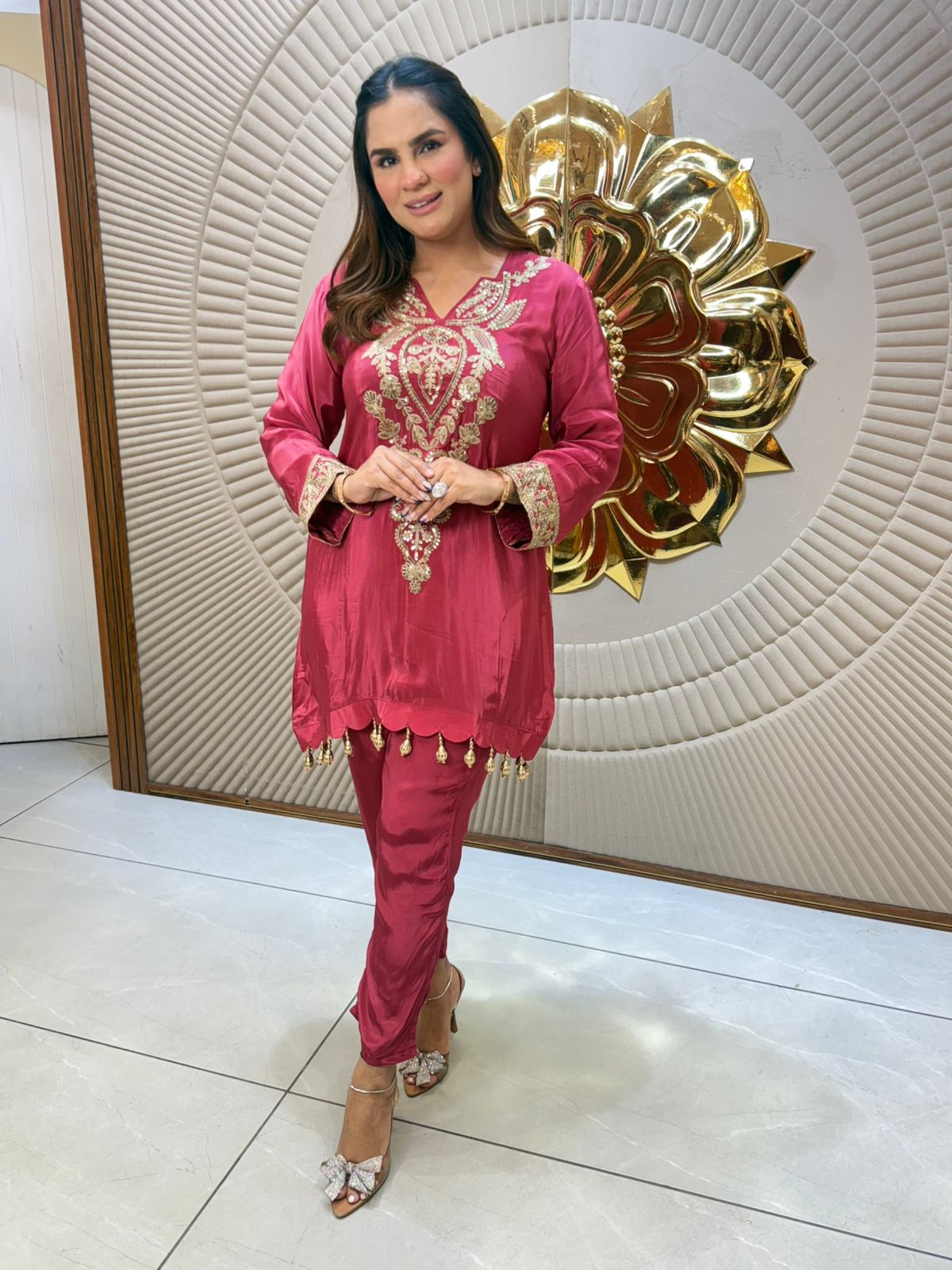 Beautiful Neck Work Co-Ord Set PC2233