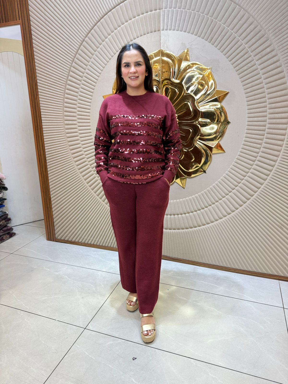 Elegant Coord Set With Mirror Work PC2262