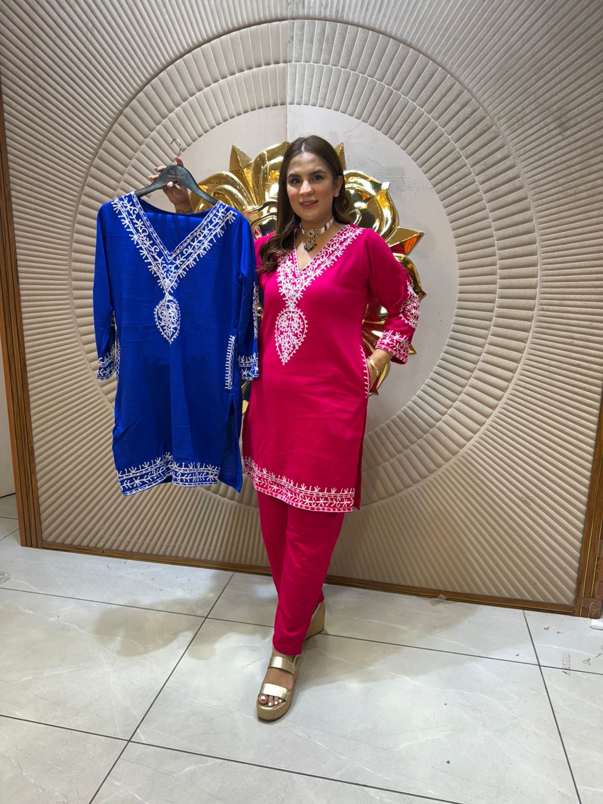 Stunning Kurti Set With Embroidery Work PC2275