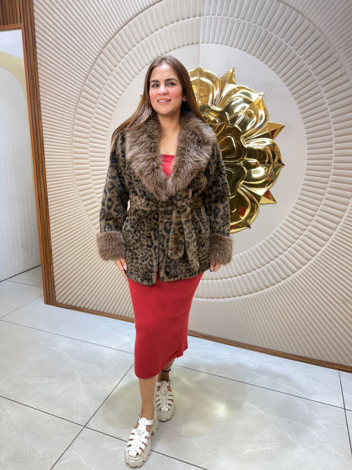 Stunning Tiger Print Blazer With Fur Work PC2303