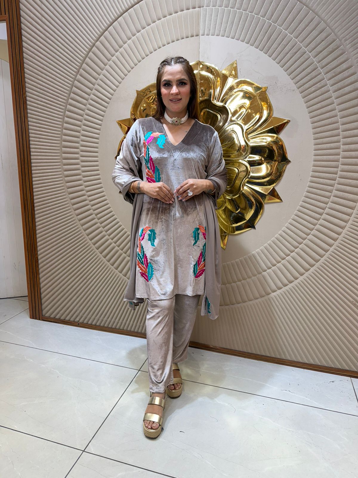 Beautiful Velvet Work Suit PC2326