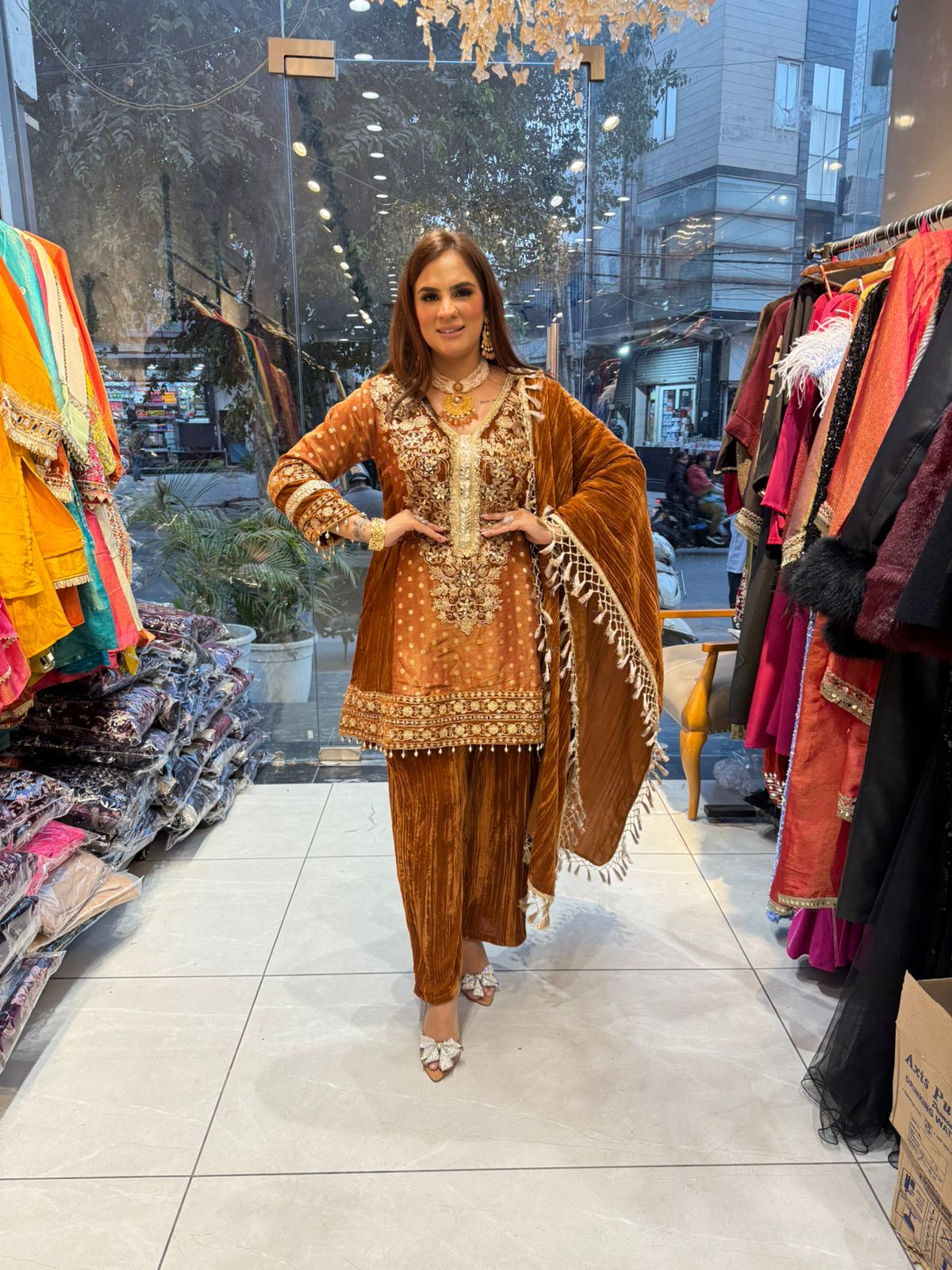 Elegant Suit With Lace Work PC2353