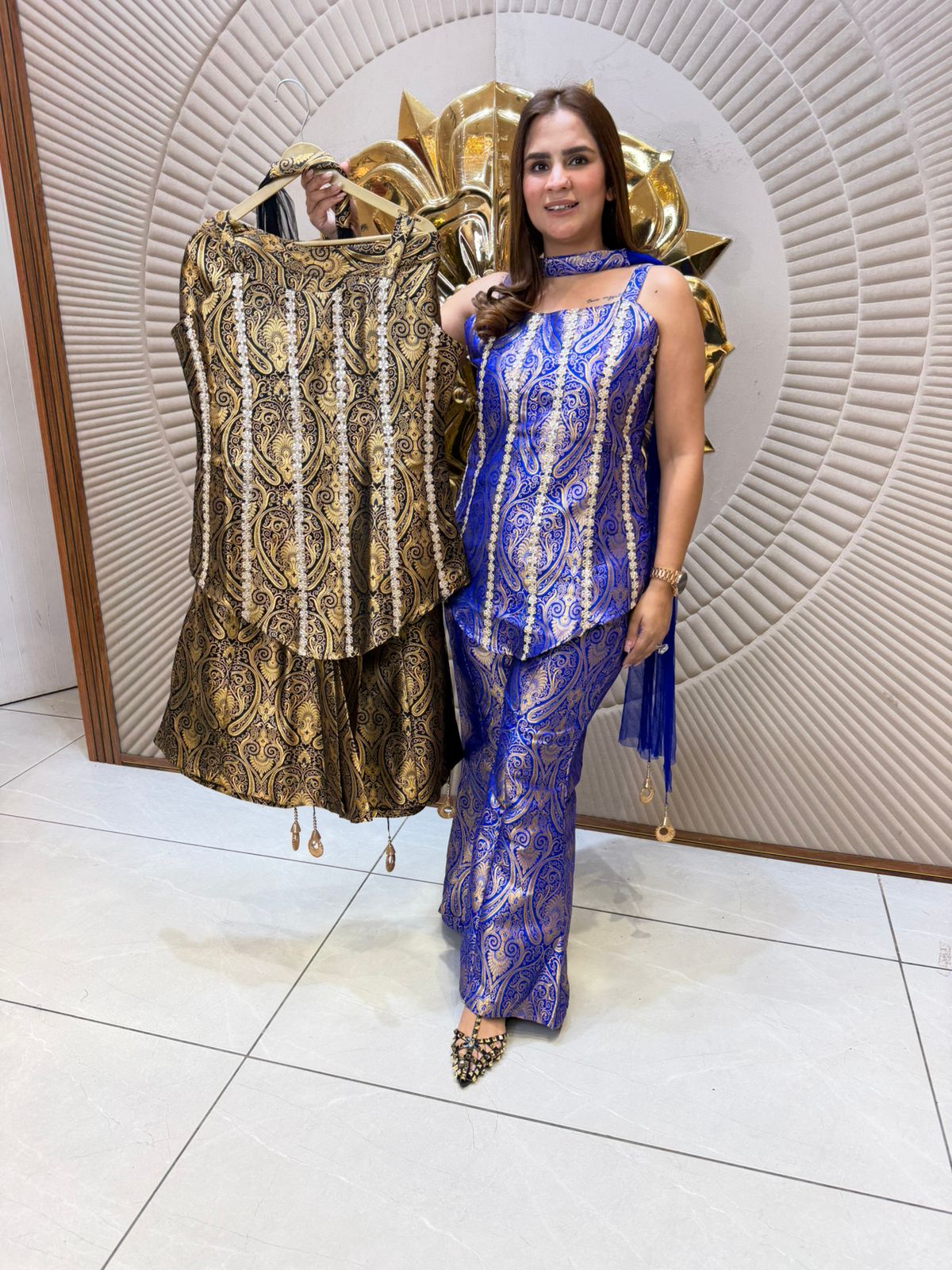 Elegant Suit With Lace Wort on Dupatta PC2387