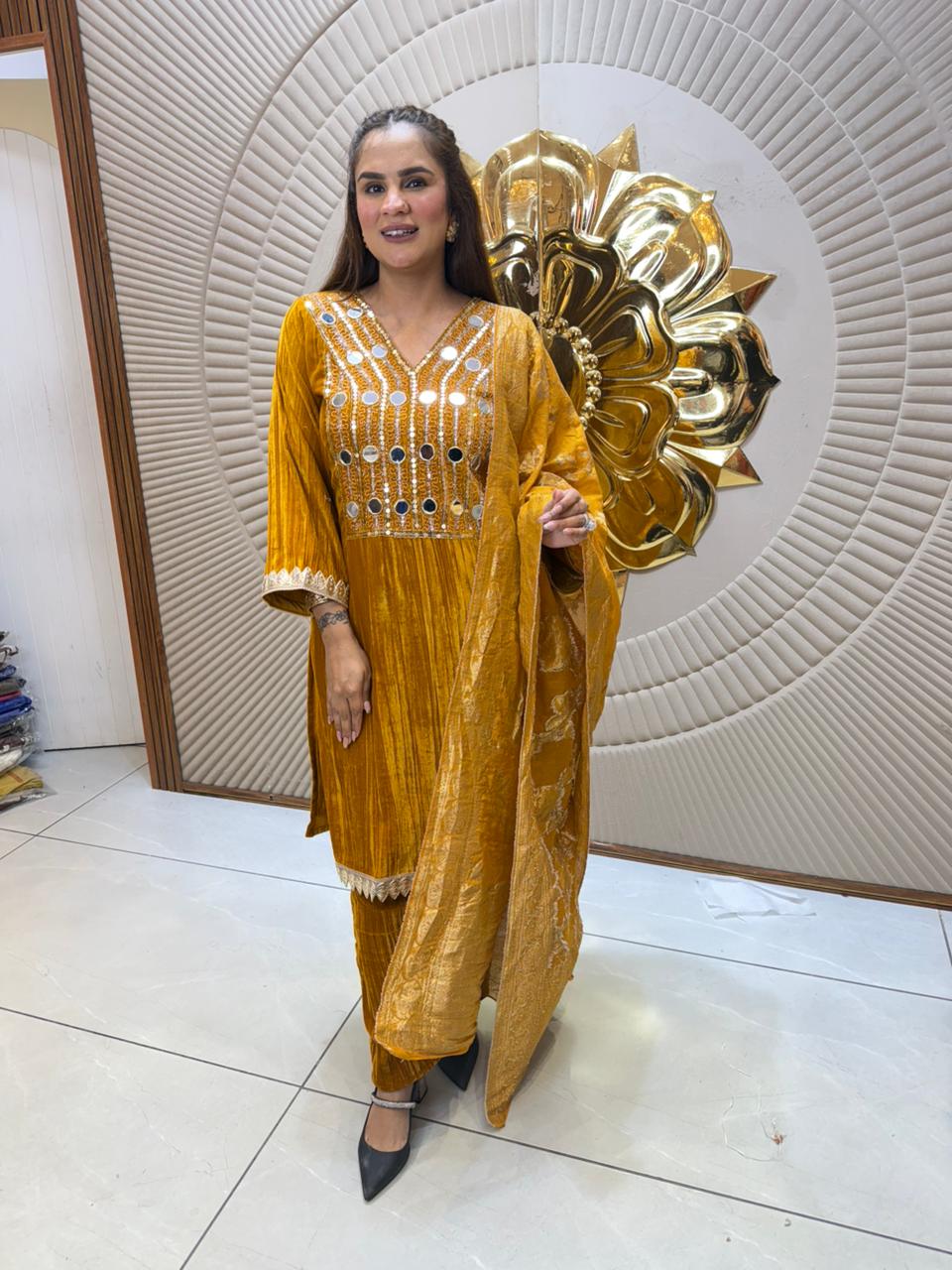 Elegant Suit With Mirror Work PC2408