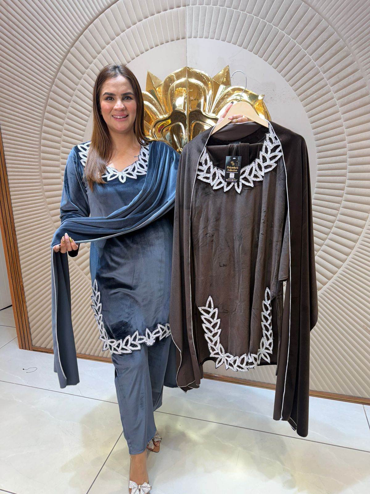 Elegant Suit With Lace Work PC2446