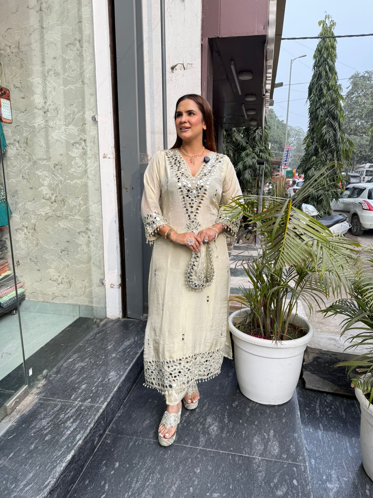 Elegant Suit With Mirror Work PC2655