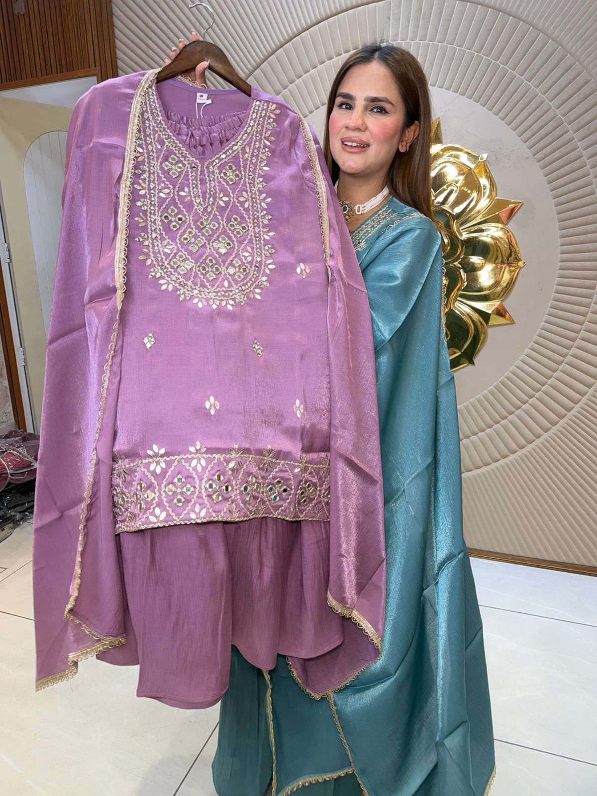 Stunning Sharara Suit With Mirror Work PC2754