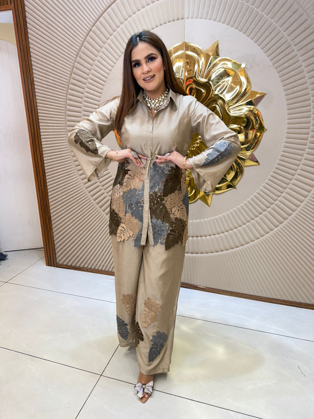 Elegant Coord-set With Flower Design PC2812