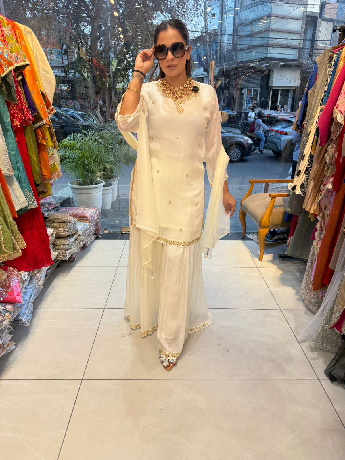 White Suit With Sharara PC2616