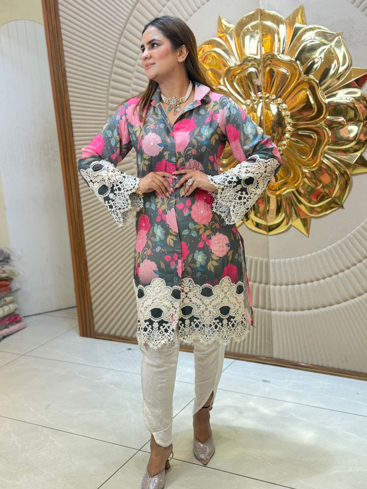Stunning Suit With Lace Work PC2744