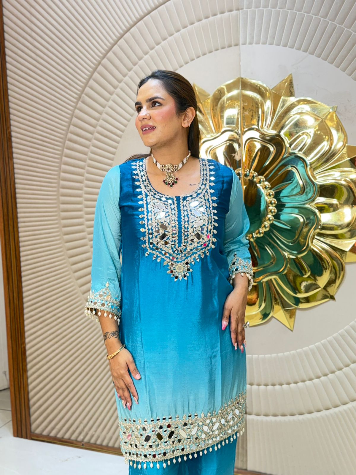 Beautiful Mirror Work Suit PC2757