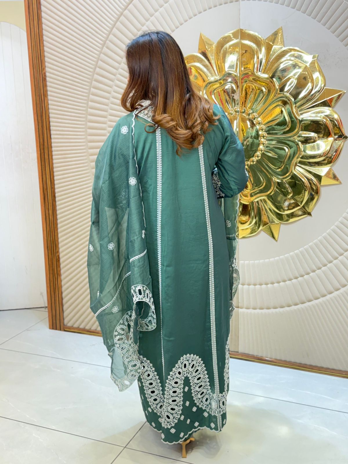 Stunning Long Suit With Laser Cut Work Suit PC2791